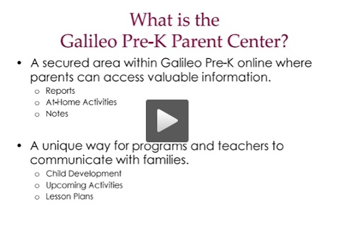 Galileo Pre K Online Parent Center video